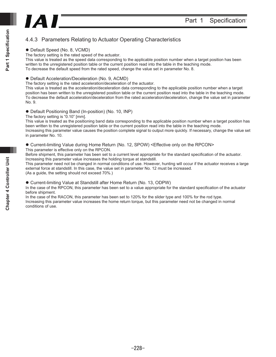 Part 1 specification | IAI America REXT User Manual | Page 228 / 443