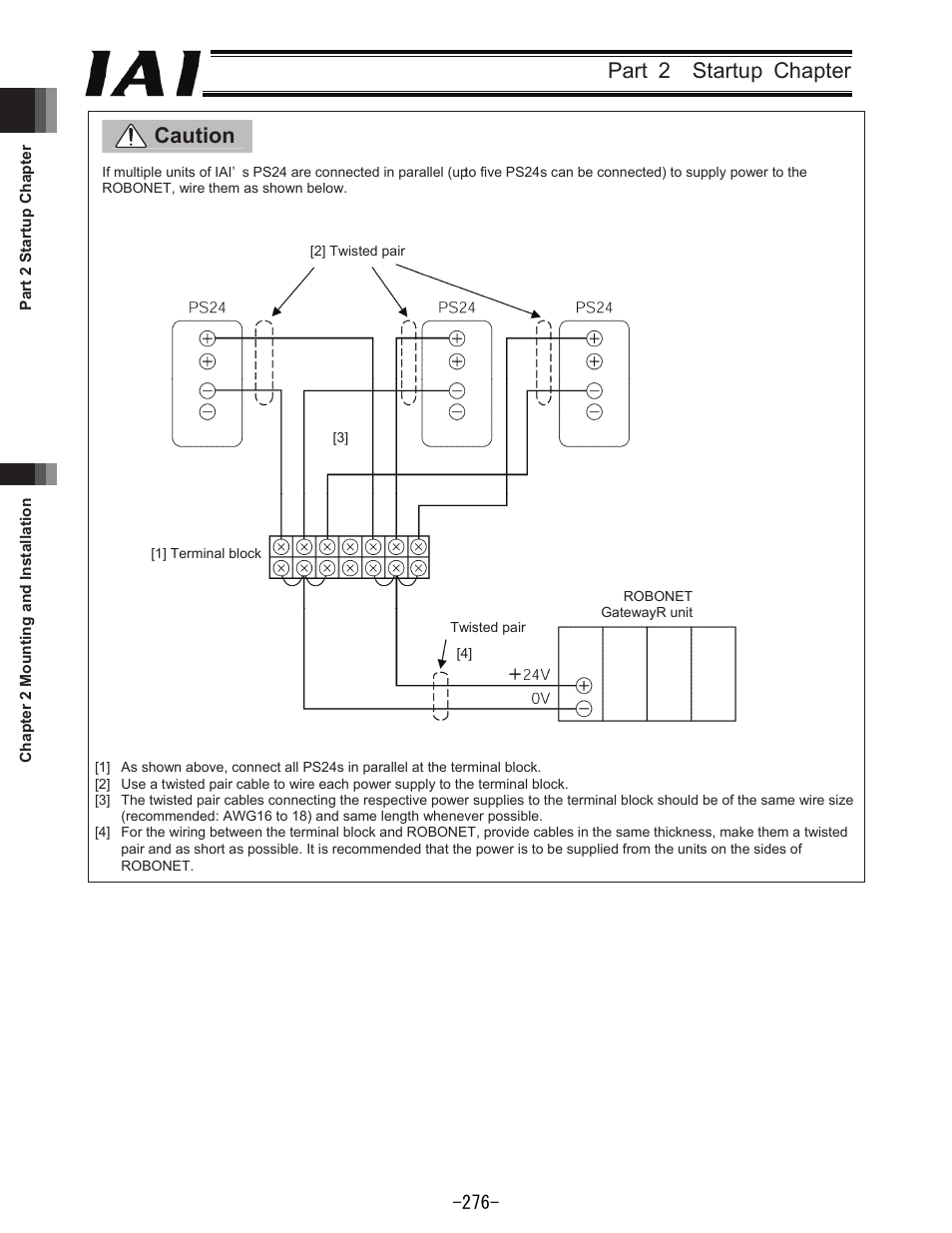 Part  startup chapter caution | IAI America REXT User Manual | Page 276 / 443