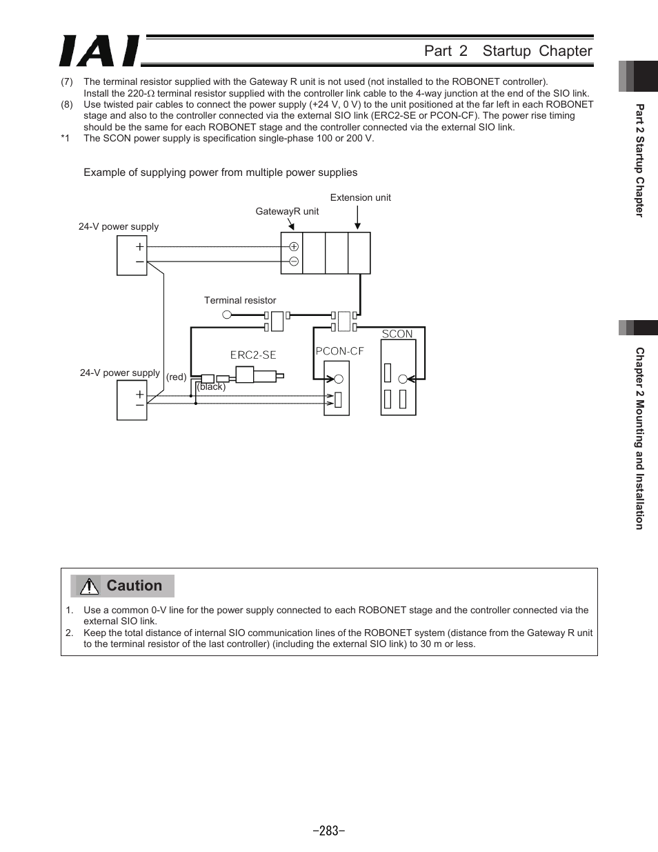 Part 2 startup chapter, Caution | IAI America REXT User Manual | Page 283 / 443