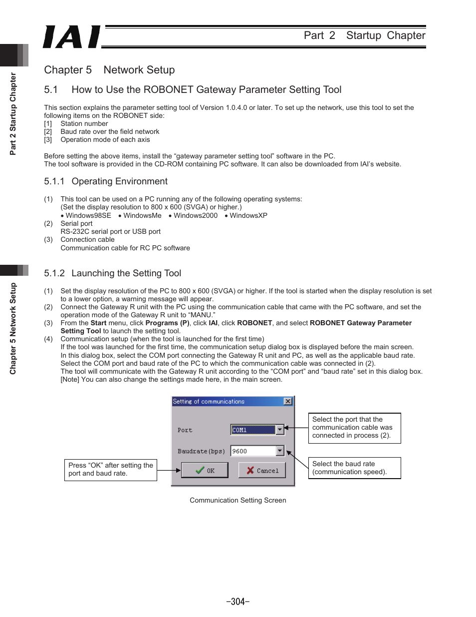 Part 2 startup chapter chapter 5 network setup | IAI America REXT User Manual | Page 304 / 443
