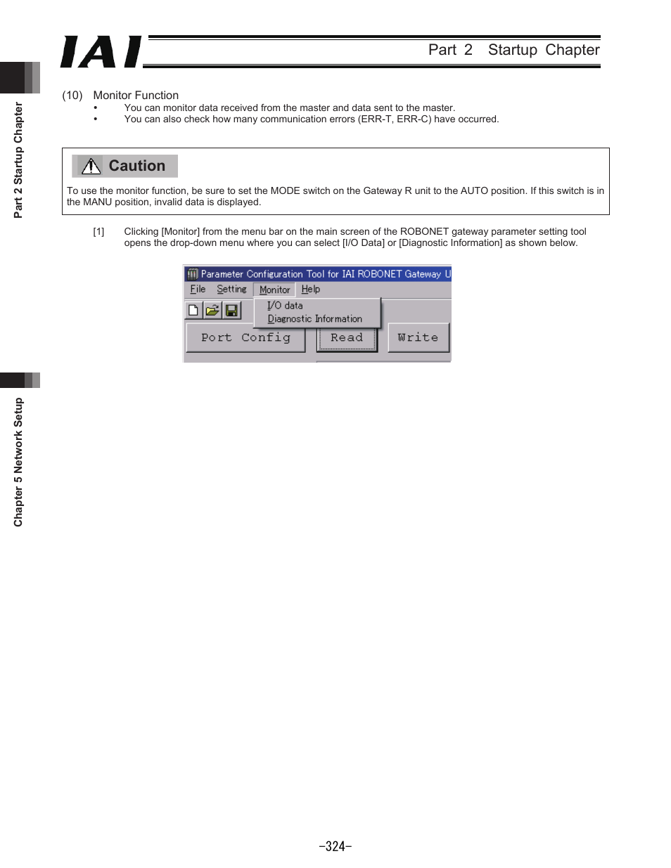 Part 2 startup chapter, Caution | IAI America REXT User Manual | Page 324 / 443