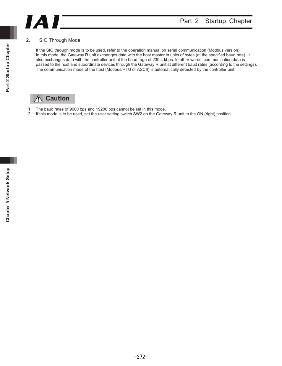Part 2 startup chapter, Caution | IAI America REXT User Manual | Page 372 / 443
