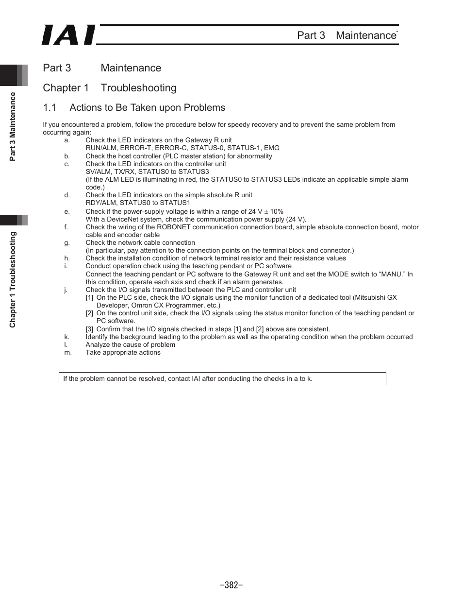 1 actions to be taken upon problems | IAI America REXT User Manual | Page 382 / 443