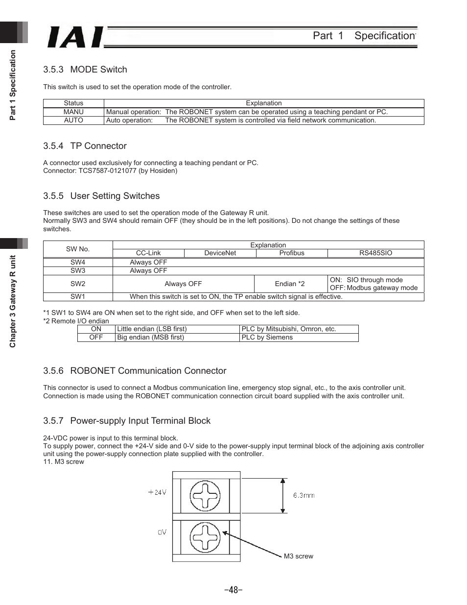 Part 1 specification | IAI America REXT User Manual | Page 48 / 443