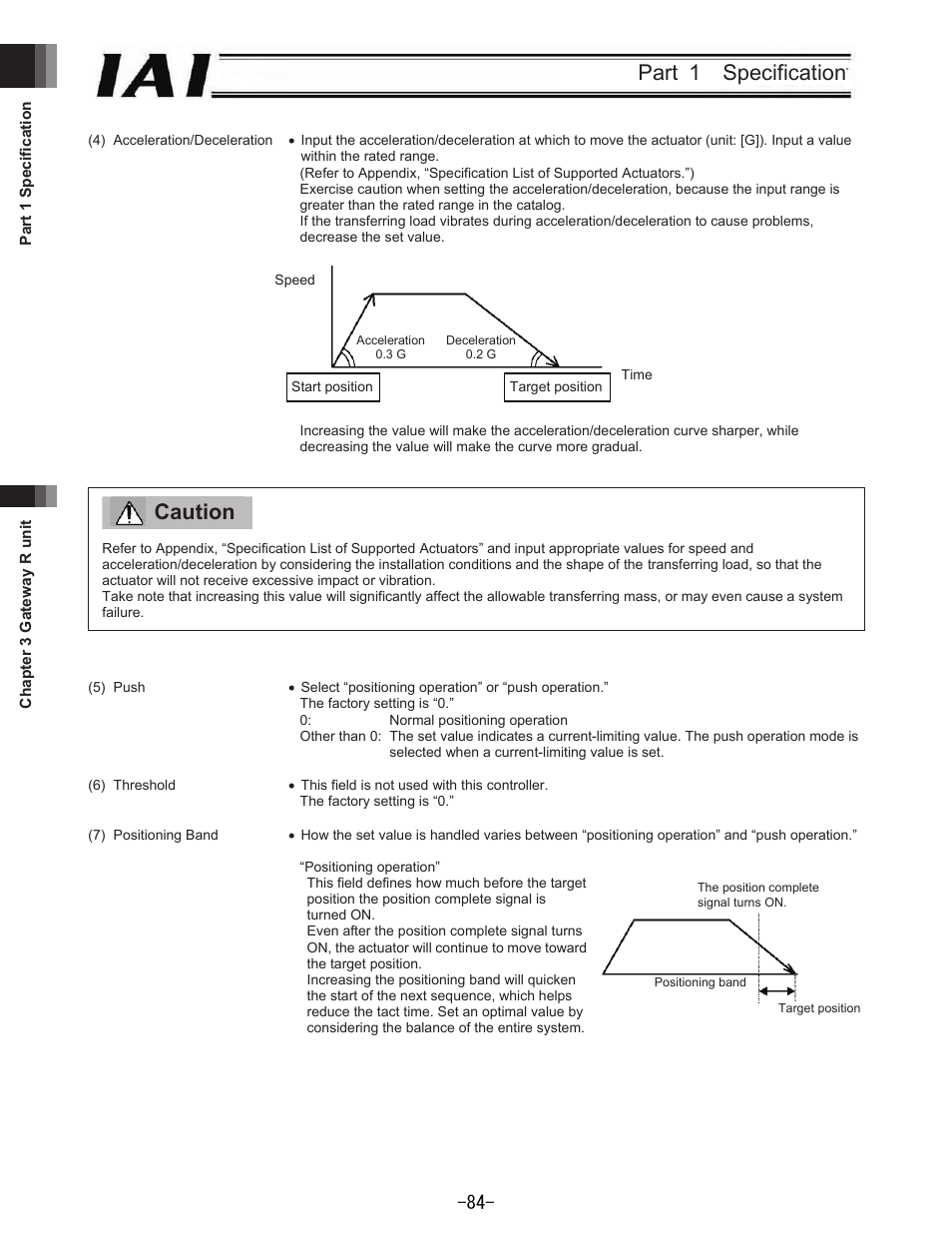 Part 1 specification, Caution | IAI America REXT User Manual | Page 84 / 443