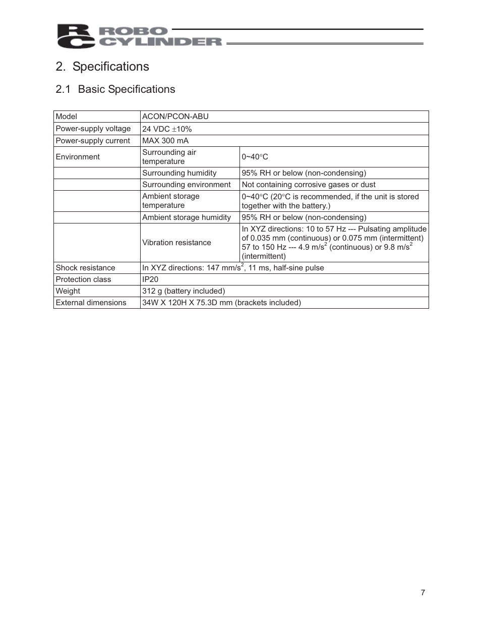 Specifications, 1 basic specifications | IAI America PCON-ABU User Manual | Page 25 / 60