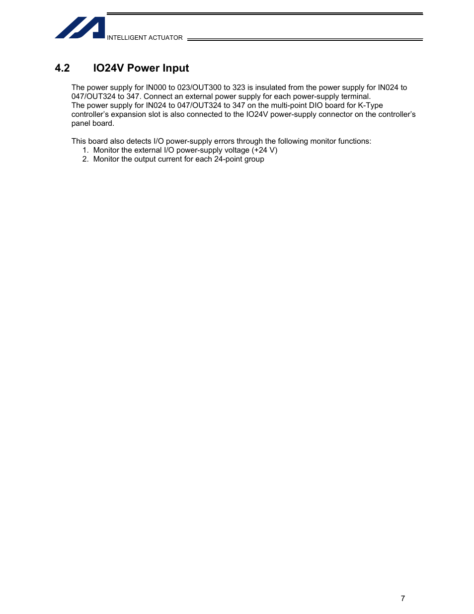 2 io24v power input | IAI America IA-IO-3205-PN User Manual | Page 8 / 14