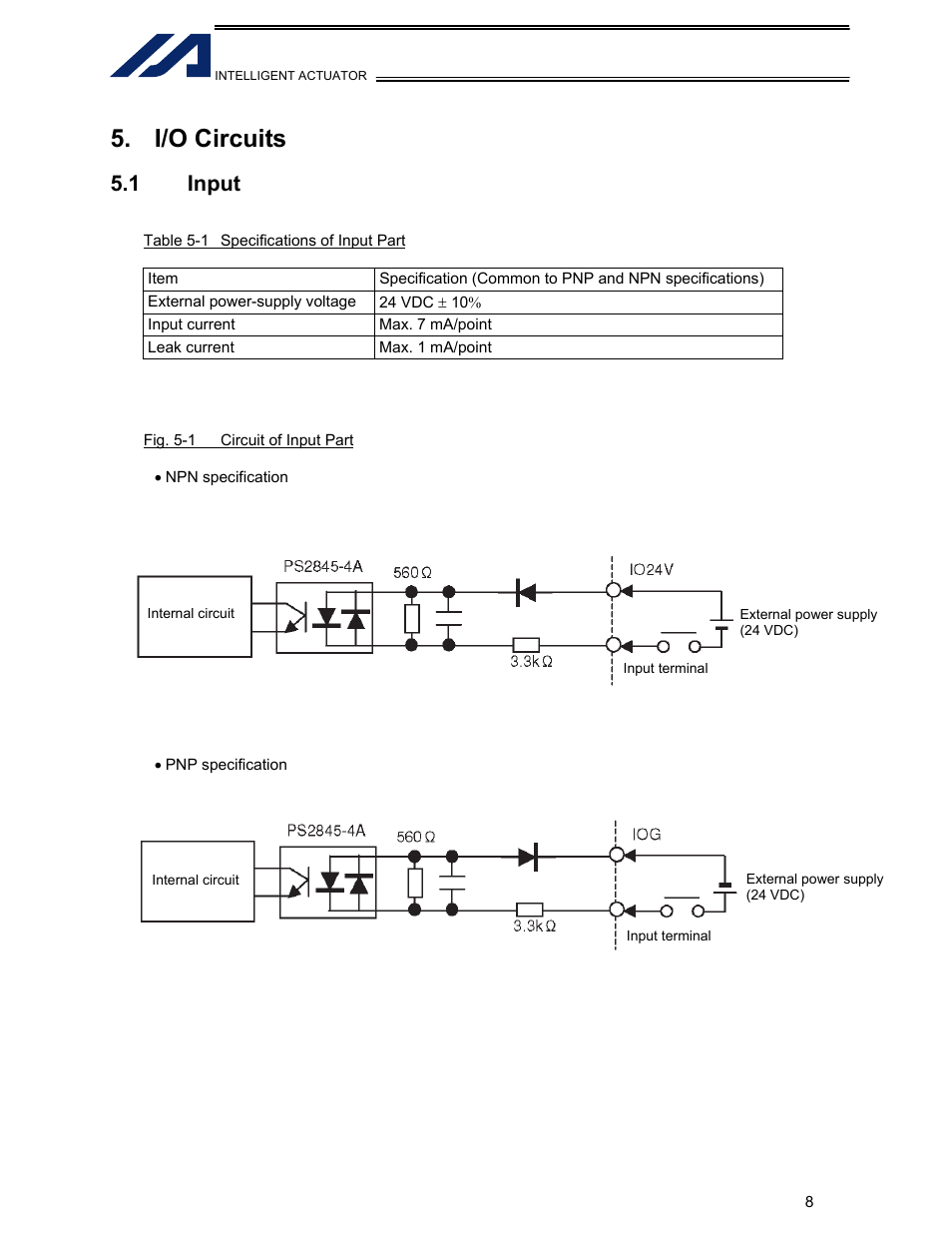 I/o circuits, 1 input | IAI America IA-IO-3205-PN User Manual | Page 9 / 14