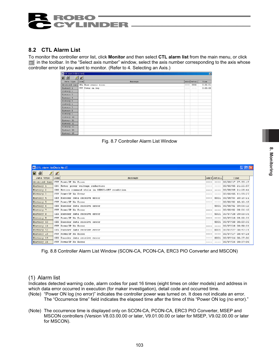2 ctl alarm list | IAI America RCM-101-USB User Manual | Page 115 / 264