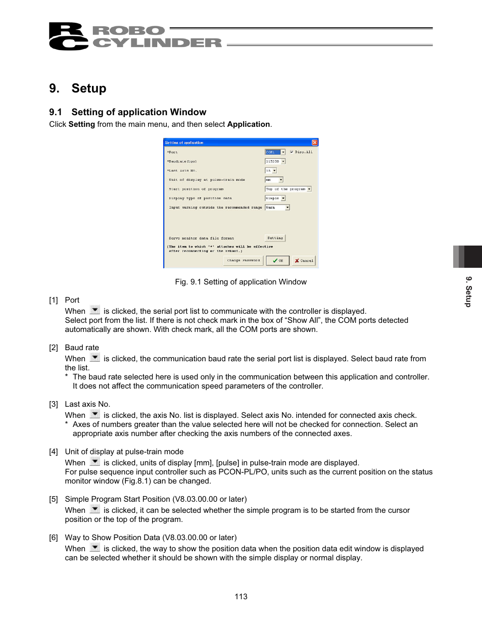 Setup, 1 setting of application window | IAI America RCM-101-USB User Manual | Page 125 / 264