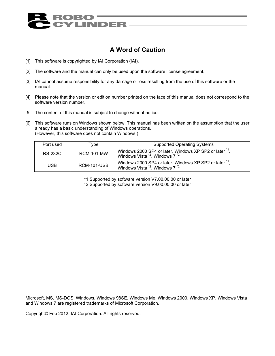 A word of caution | IAI America RCM-101-USB User Manual | Page 8 / 264