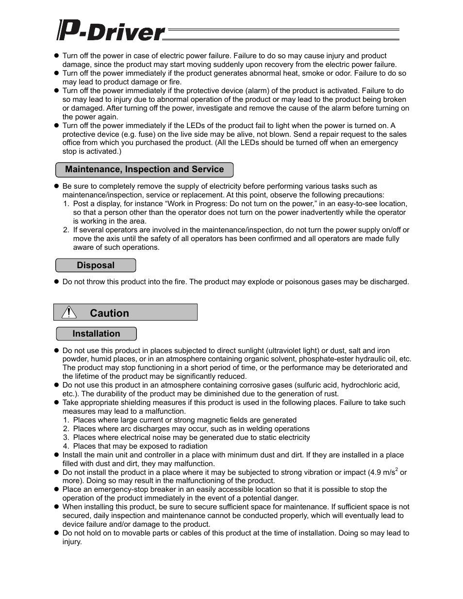 Caution | IAI America PDR-101-MW User Manual | Page 4 / 108