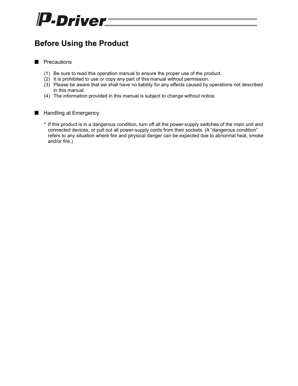 Before using the product | IAI America PDR-101-MW User Manual | Page 6 / 108