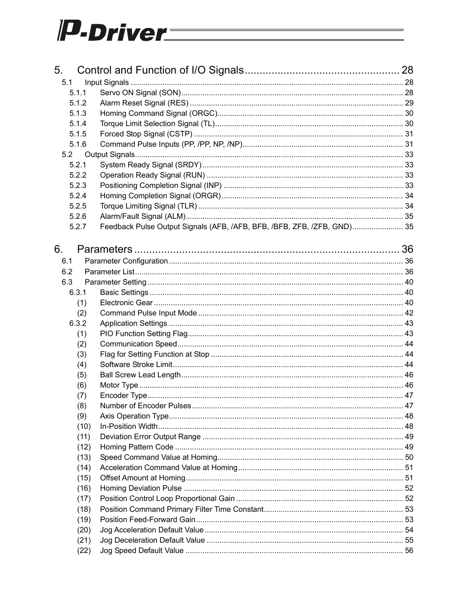 Control and function of i/o signals, Parameters | IAI America PDR-101-MW User Manual | Page 8 / 108
