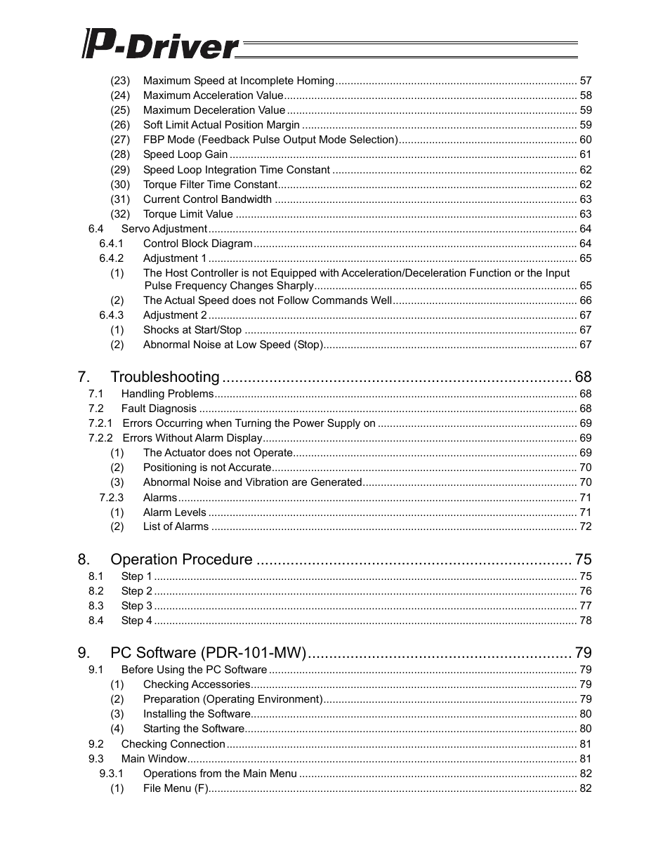Troubleshooting, Operation procedure, Pc software (pdr-101-mw) | IAI America PDR-101-MW User Manual | Page 9 / 108