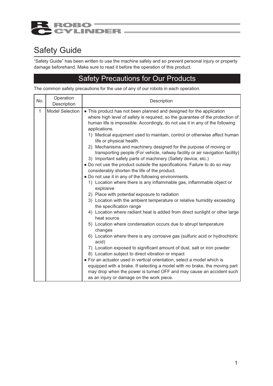 Safety guide, Safety precautions for our products | IAI America CON-TG User Manual | Page 11 / 114