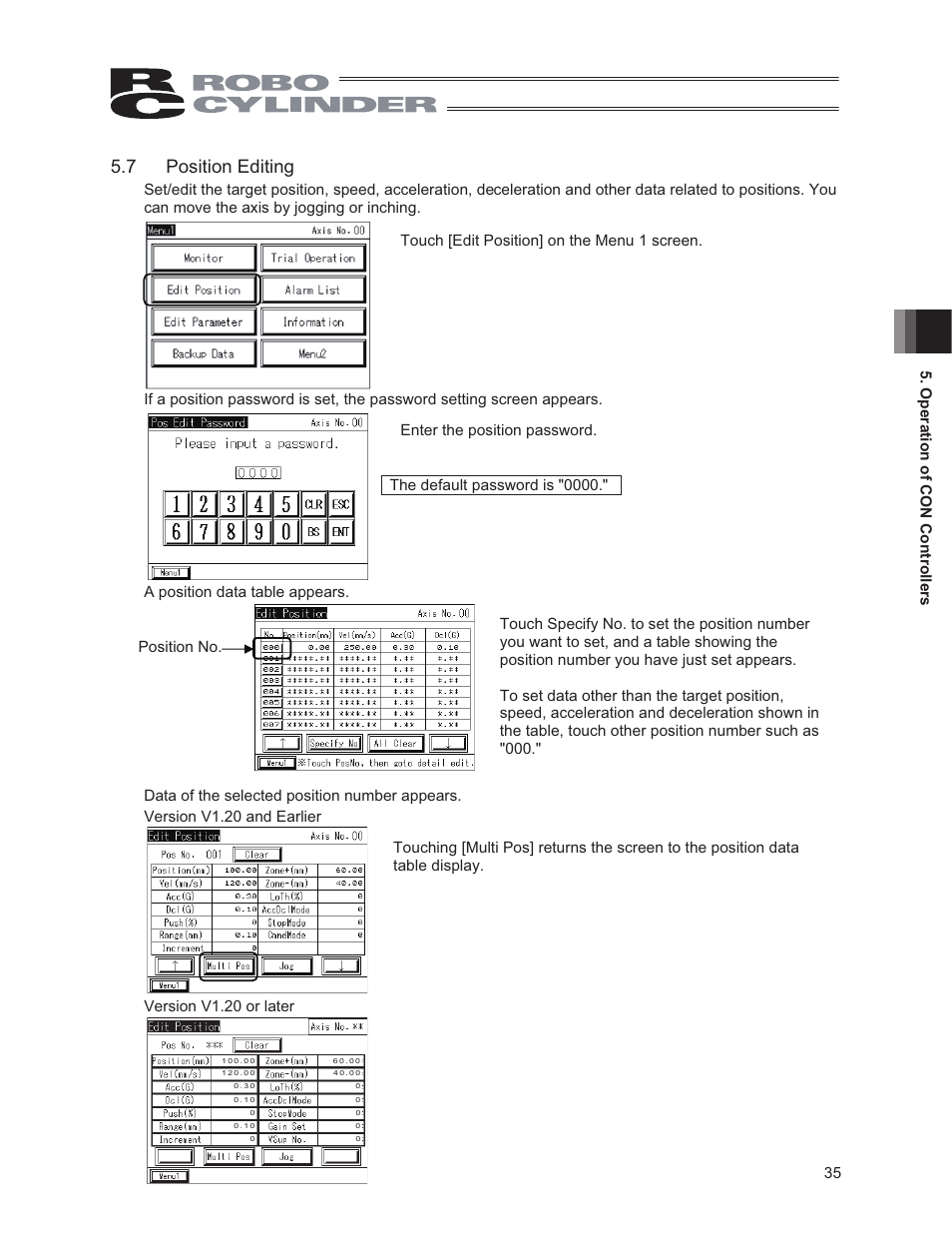 7 position editing, 6 position editing | IAI America CON-PG User Manual | Page 41 / 226