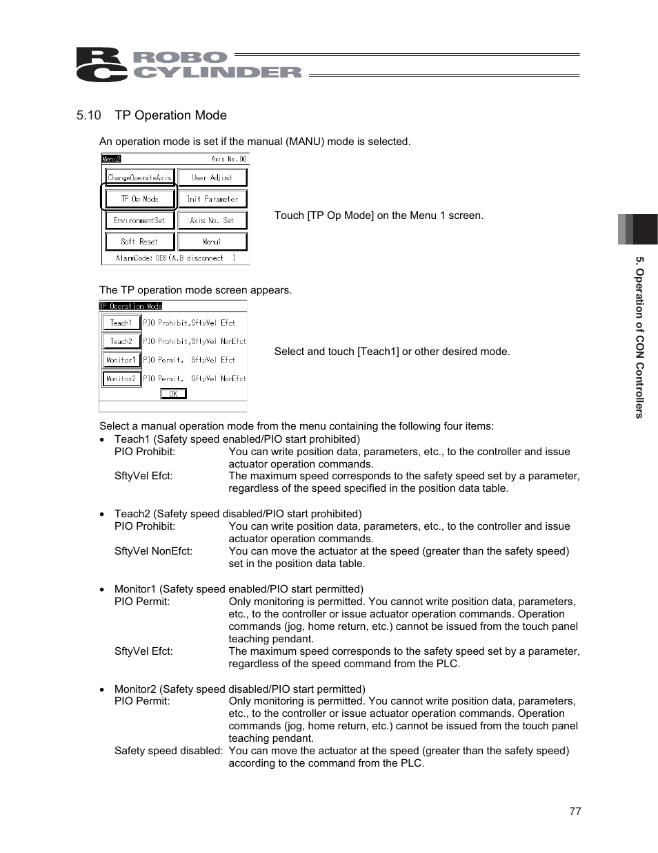 10 tp operation mode | IAI America CON-PG User Manual | Page 83 / 226