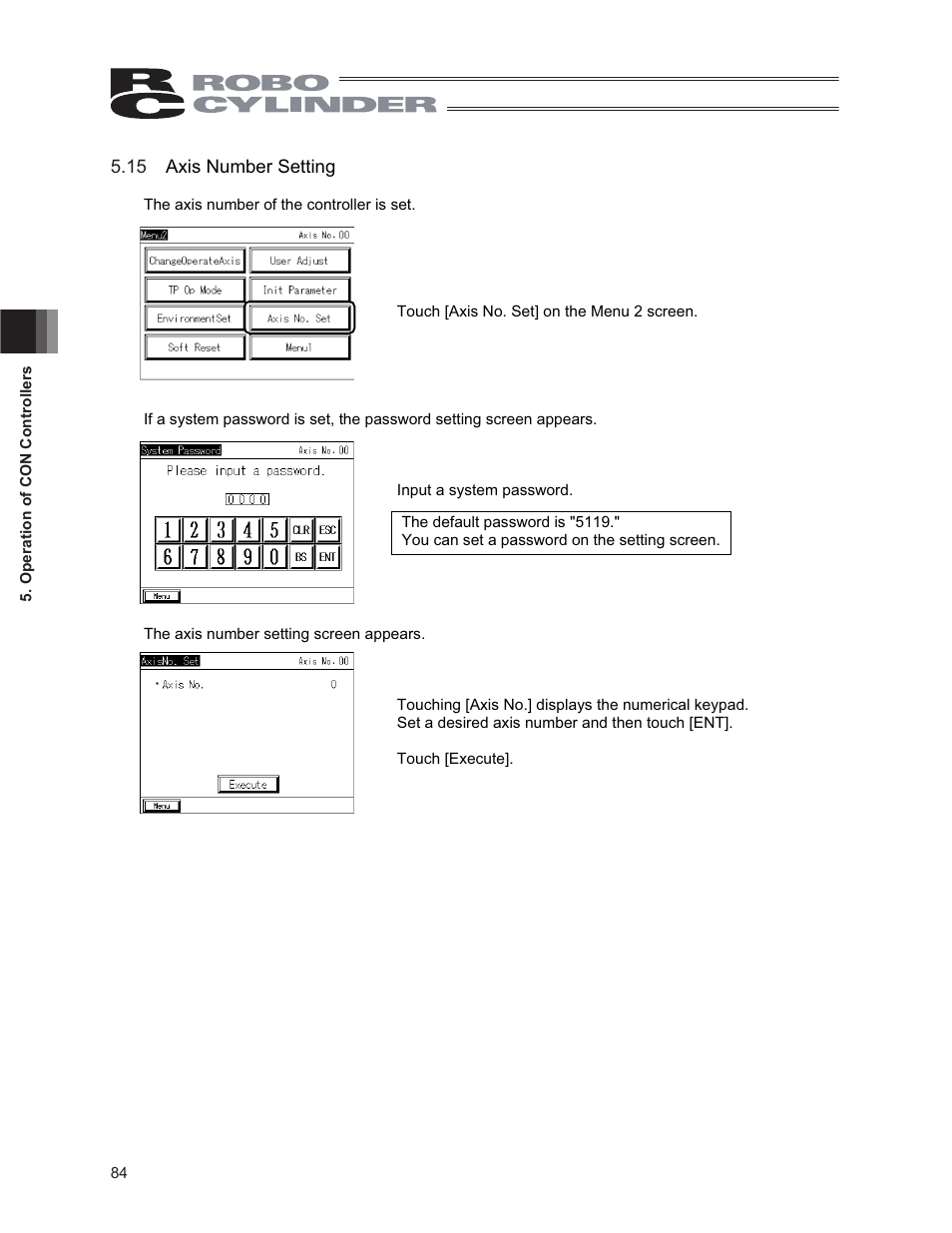 15 axis number setting | IAI America CON-PG User Manual | Page 90 / 226