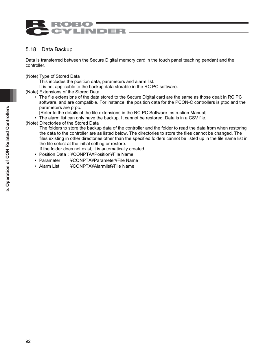18 data backup | IAI America CON-PGA User Manual | Page 100 / 250