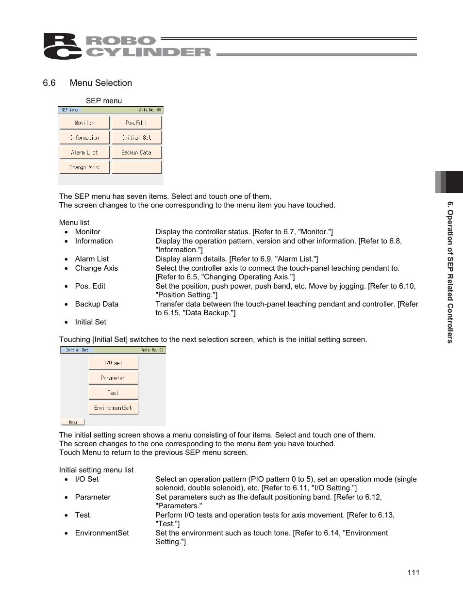 6 menu selection | IAI America CON-PGA User Manual | Page 119 / 250