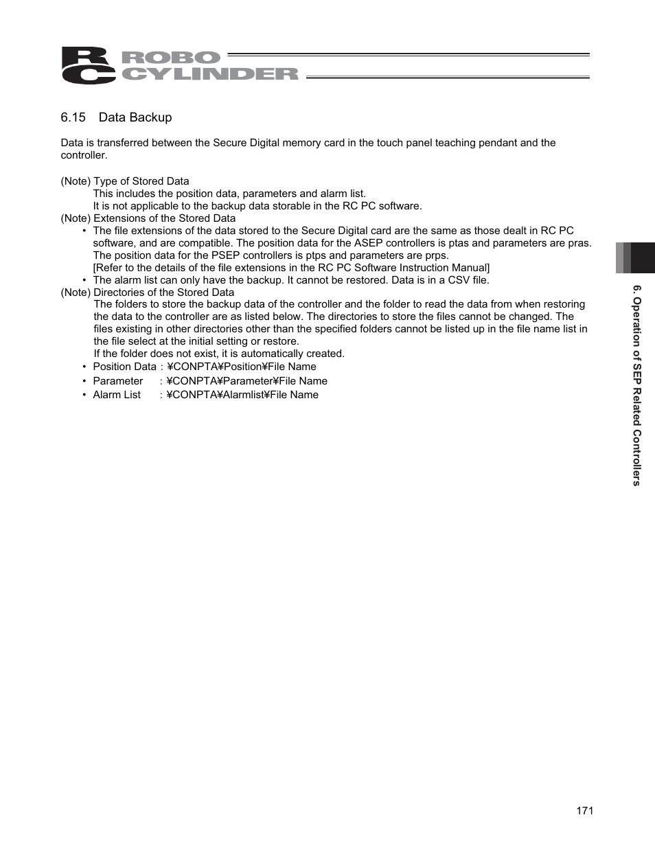 15 data backup | IAI America CON-PGA User Manual | Page 179 / 250