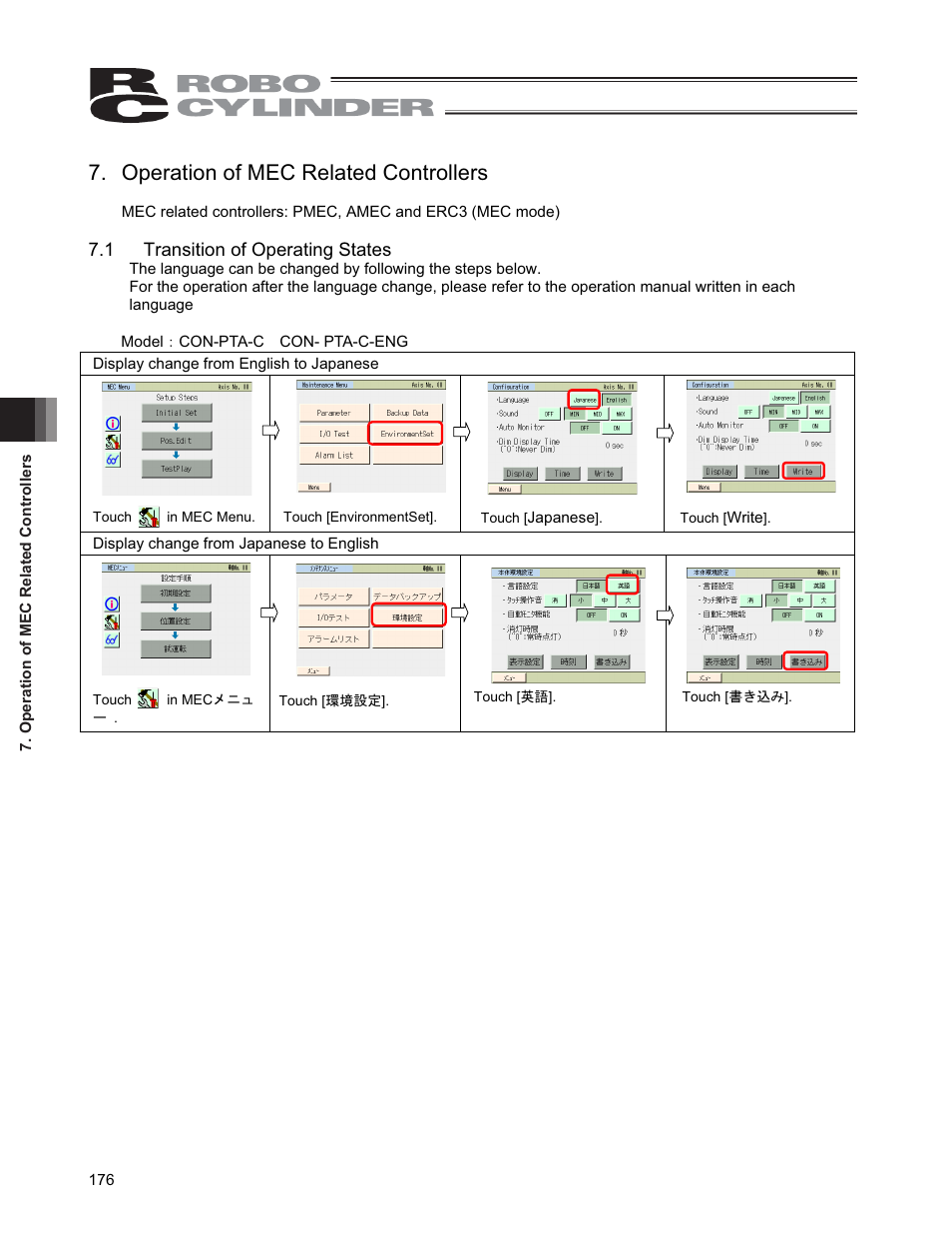 Operation of mec related controllers, 1 transition of operating states | IAI America CON-PGA User Manual | Page 184 / 250