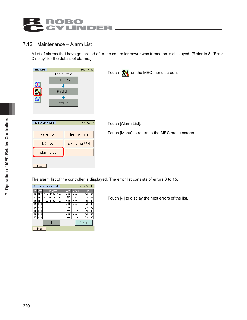 12 maintenance – alarm list | IAI America CON-PGA User Manual | Page 228 / 250