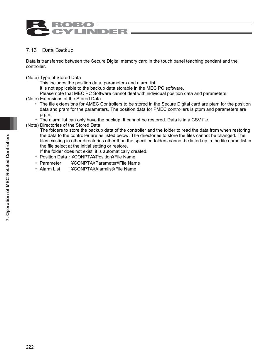 13 data backup | IAI America CON-PGA User Manual | Page 230 / 250