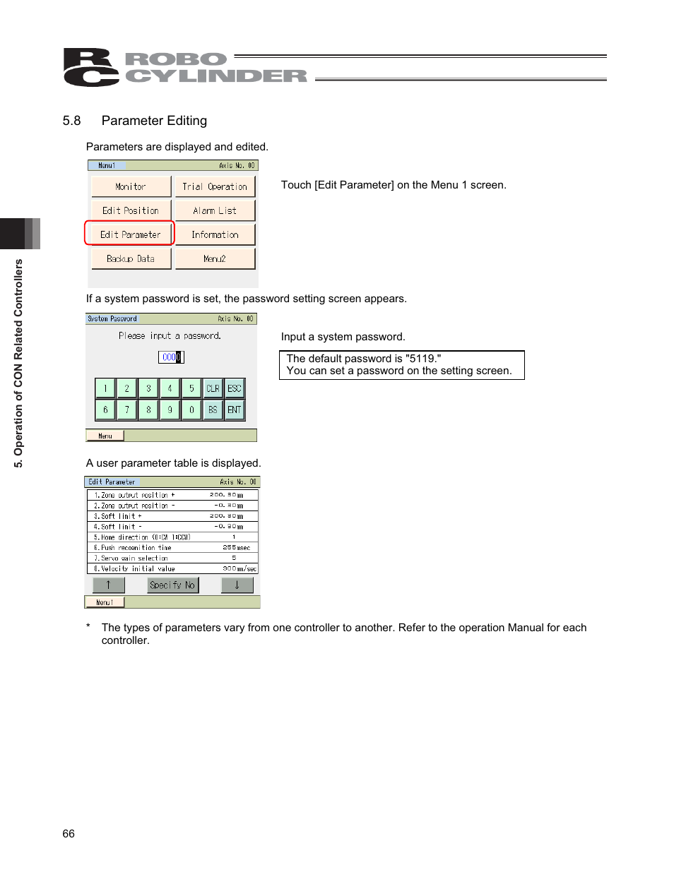 8 parameter editing | IAI America CON-PGA User Manual | Page 74 / 250