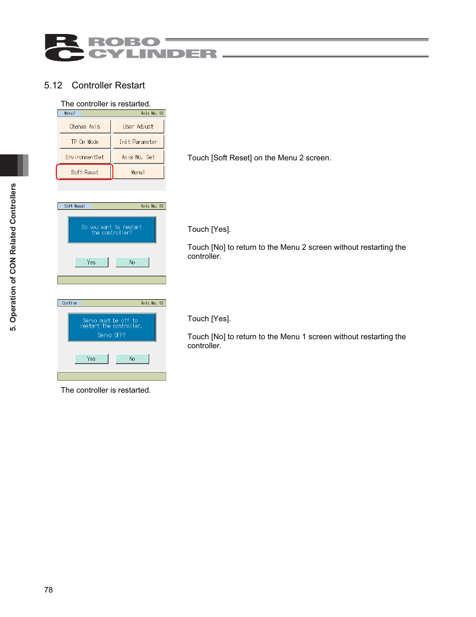 12 controller restart | IAI America CON-PGA User Manual | Page 86 / 250
