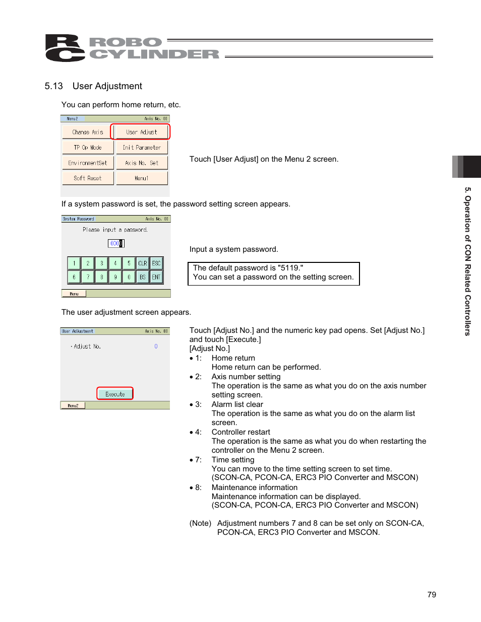 13 user adjustment | IAI America CON-PGA User Manual | Page 87 / 250