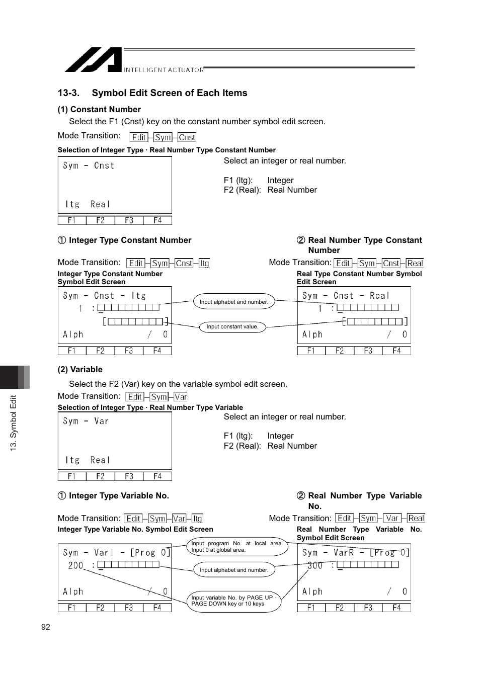 3. symbol edit screen of each items, F?;@ @<3?b | IAI America IA-T-XD User Manual | Page 100 / 150