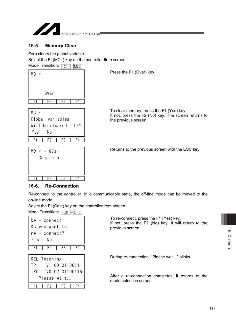 5. memory clear, 6. re-connection | IAI America IA-T-XD User Manual | Page 125 / 150