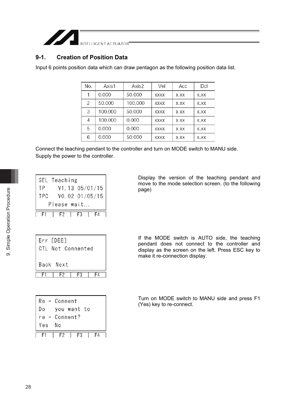 1. creation of position data | IAI America IA-T-XD User Manual | Page 36 / 150