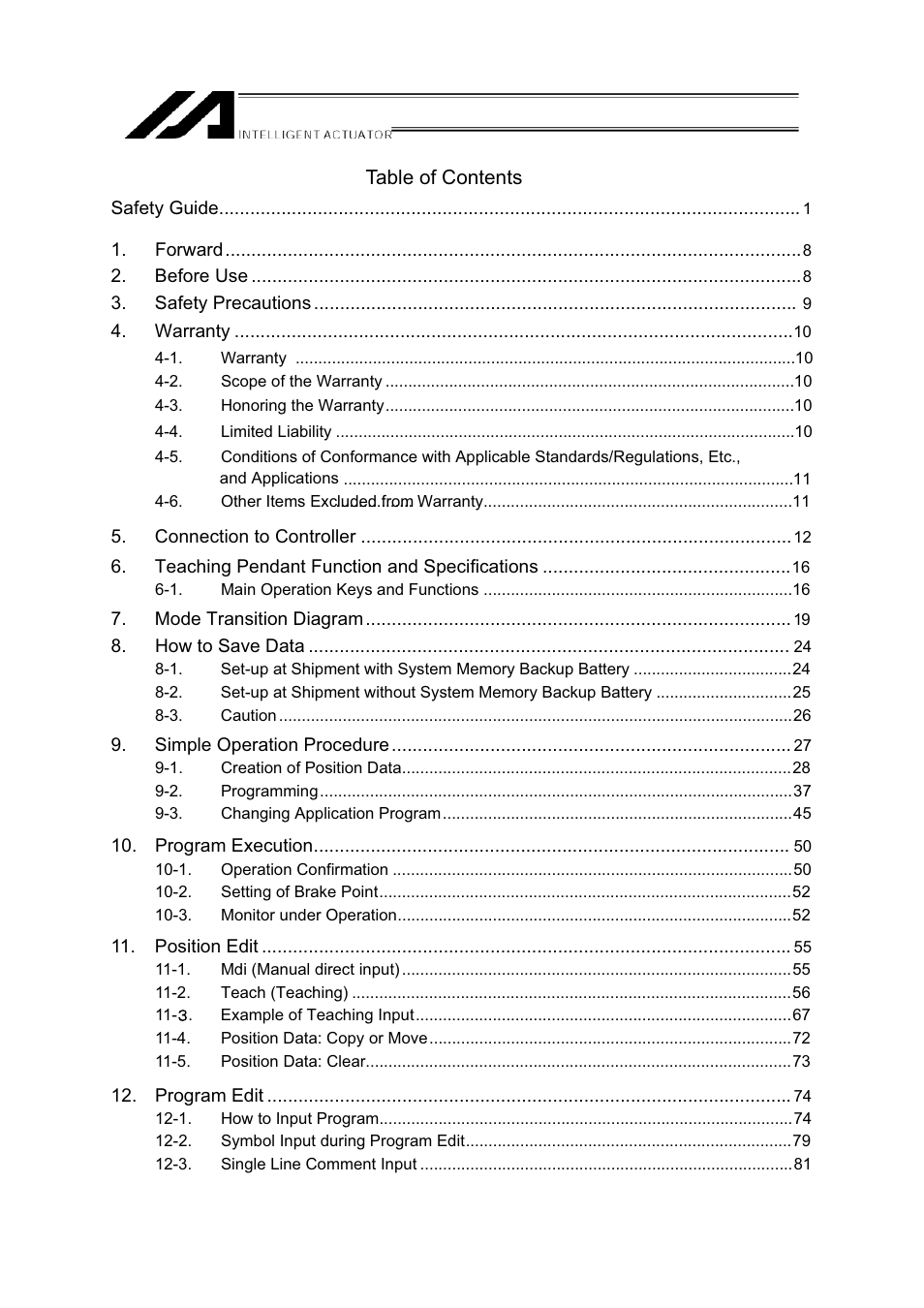 IAI America IA-T-XD User Manual | Page 7 / 150