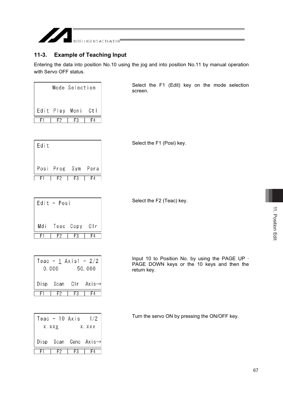 3 . example of teaching input | IAI America IA-T-XD User Manual | Page 75 / 150