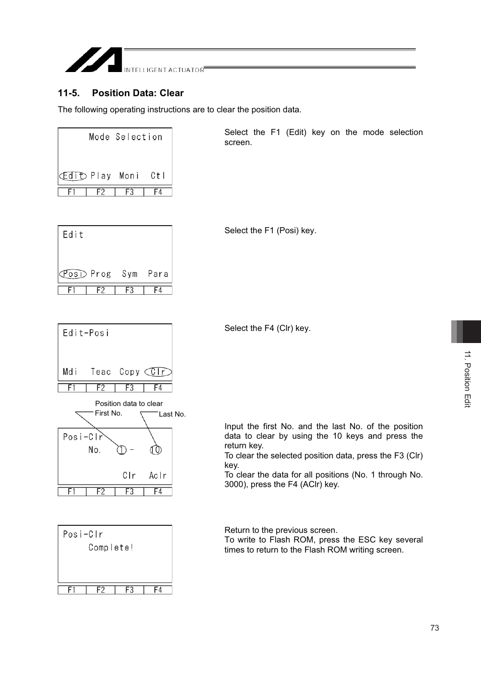 5. position data: clear | IAI America IA-T-XD User Manual | Page 81 / 150