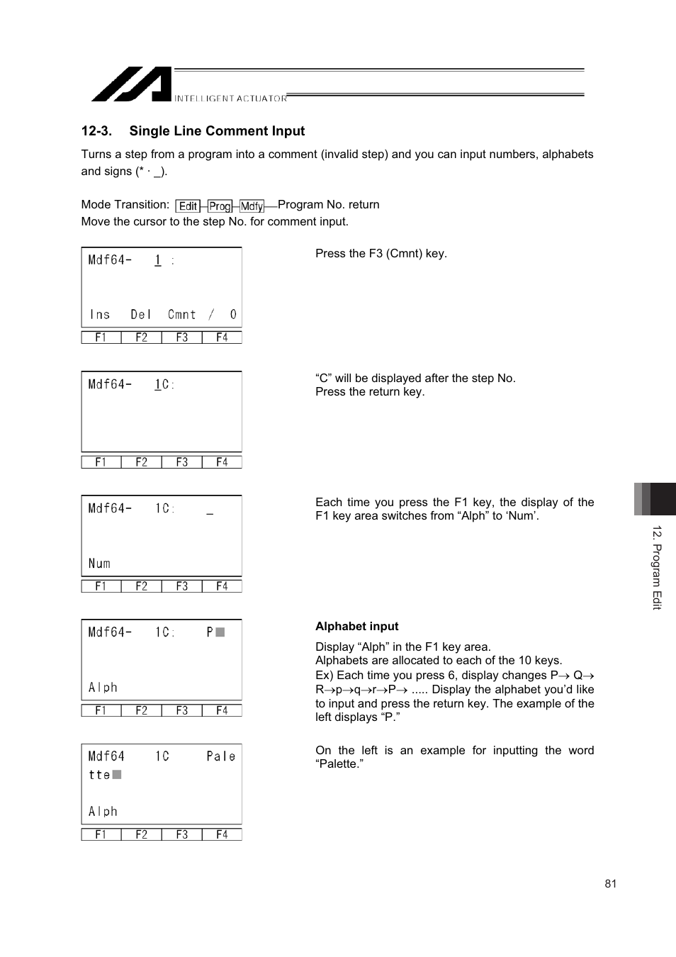 3. single line comment input | IAI America IA-T-XD User Manual | Page 89 / 150