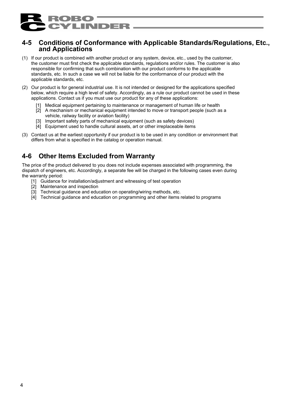 6 other items excluded from warranty | IAI America RCM-P User Manual | Page 12 / 68