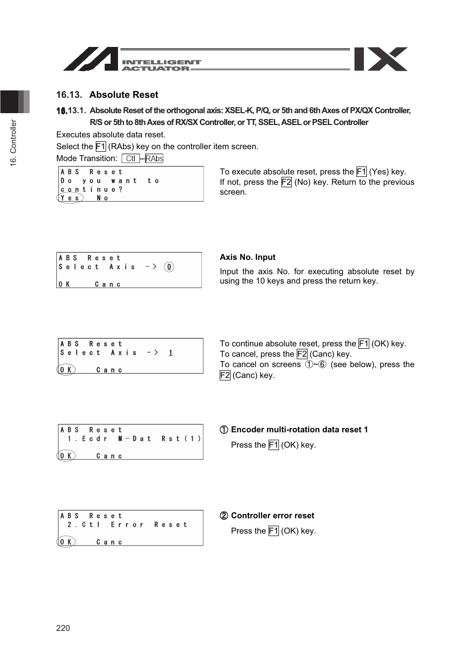 Absolute reset | IAI America SEL-TG User Manual | Page 238 / 314