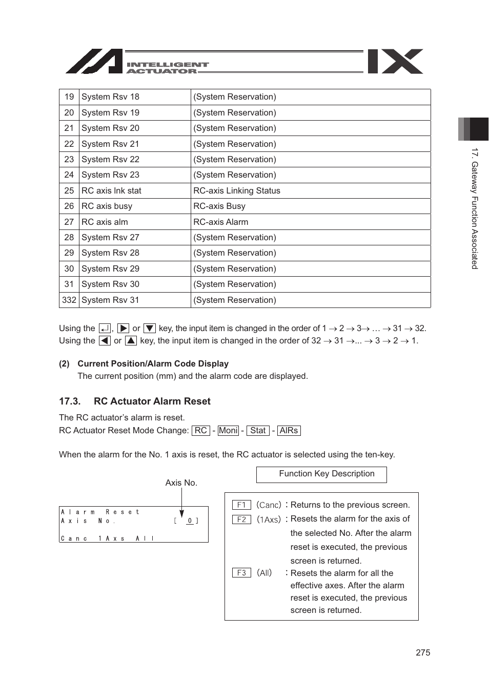 Rc actuator alarm reset | IAI America SEL-TG User Manual | Page 293 / 314