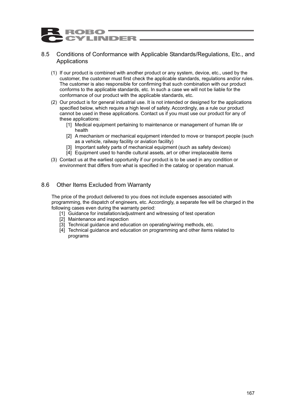 6 other items excluded from warranty | IAI America SEP-PT User Manual | Page 173 / 176