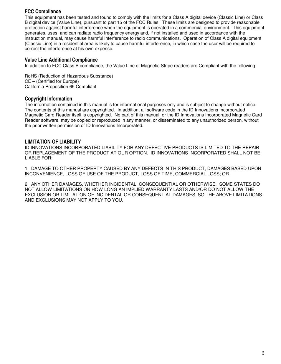 ID Innovations Classic Line Series Magnetic Stripe Readers User Manual | Page 3 / 35