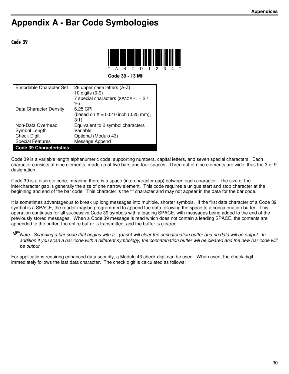 Appendix a - bar code symbologies | ID Innovations Bar code Mini Decoder User Manual | Page 30 / 52