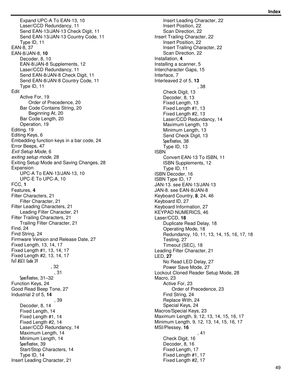ID Innovations Bar code Mini Decoder User Manual | Page 49 / 52