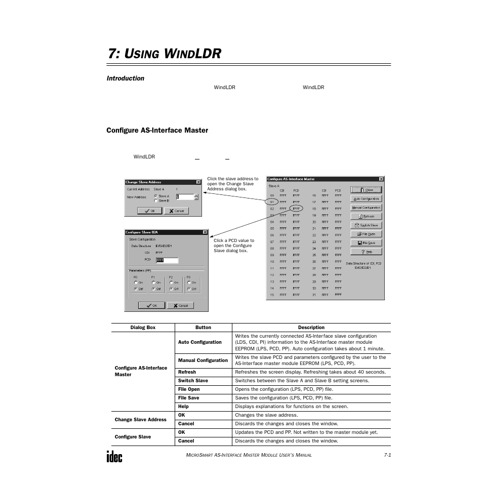 Using windldr, Configure as-interface master, Sing | IDEC MicroSmart AS-i User Manual | Page 50 / 58