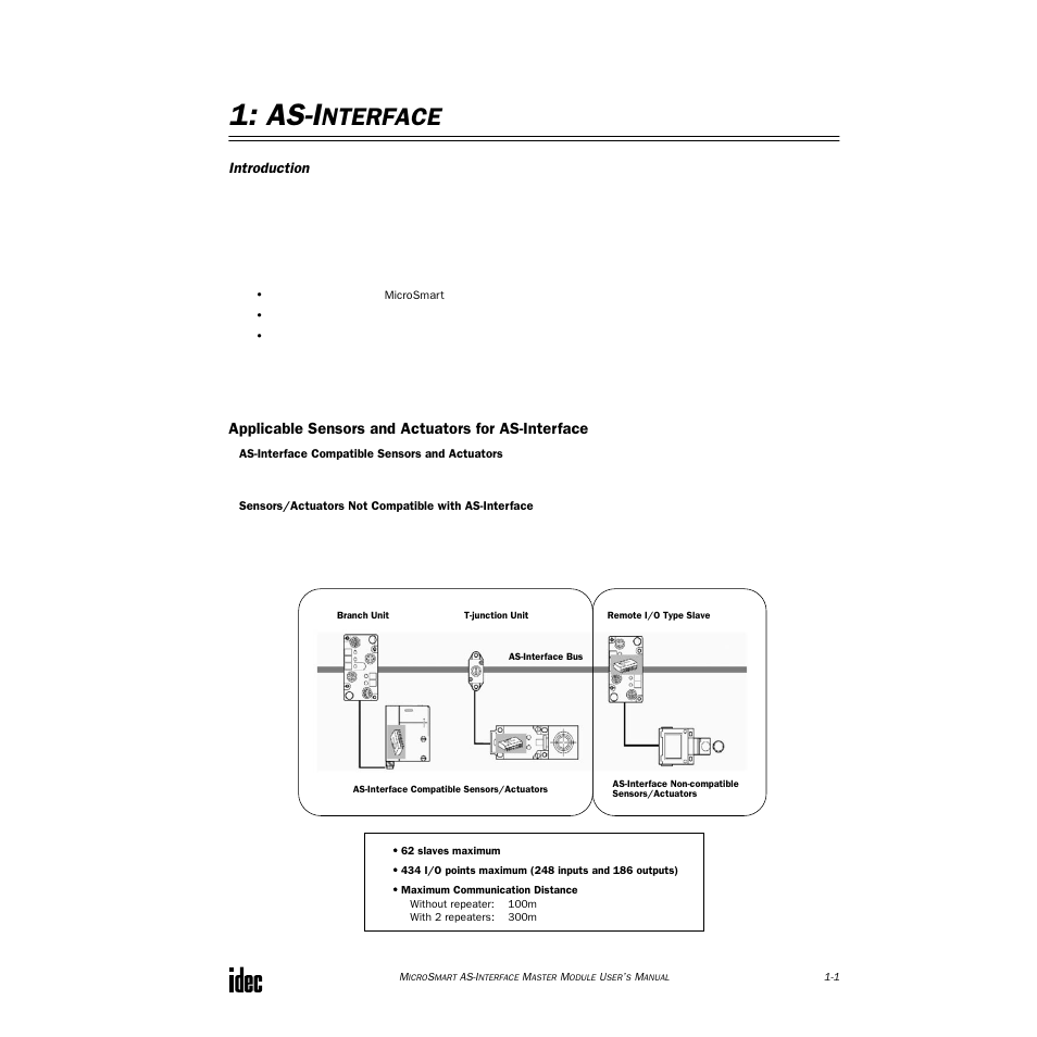 As-interface, Applicable sensors and actuators for as-interface, As-i | Nterface | IDEC MicroSmart AS-i User Manual | Page 6 / 58