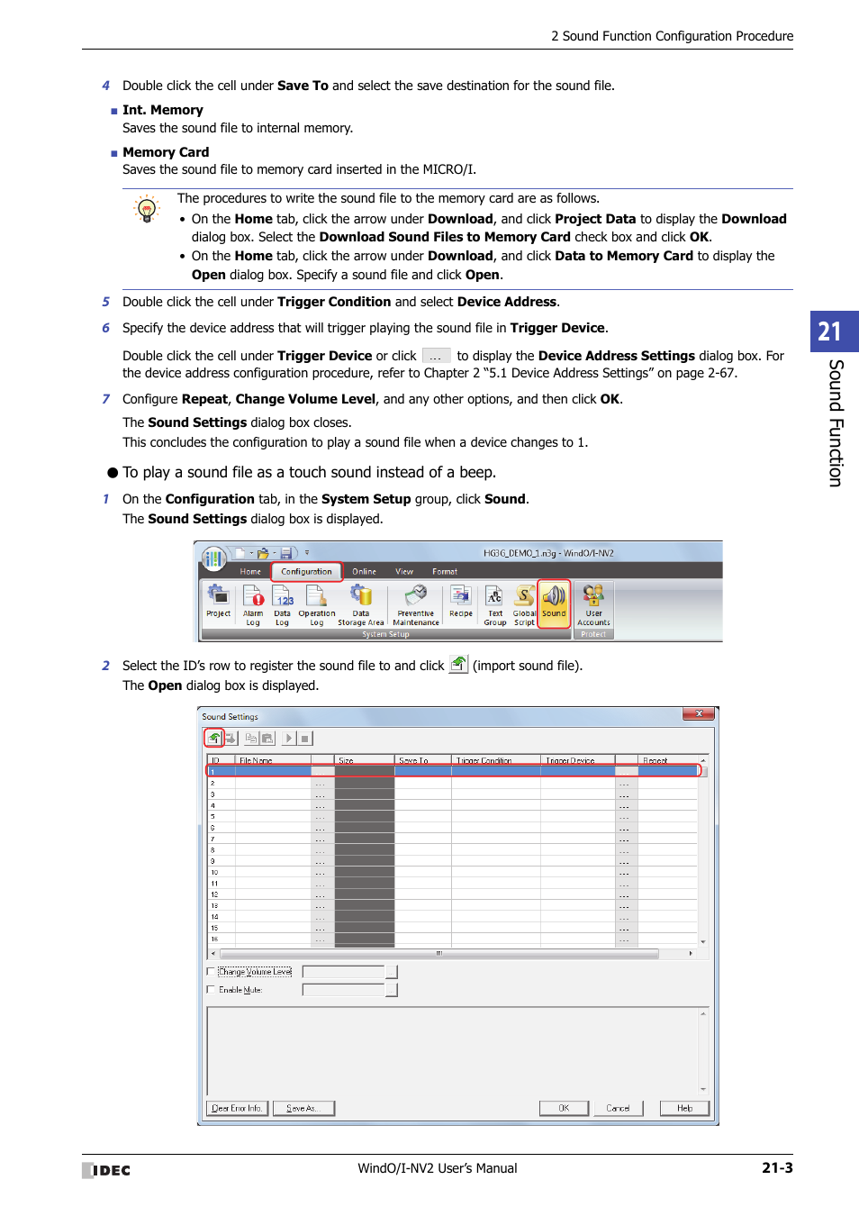 Sound f unction | IDEC High Performance Series User Manual | Page 1023 / 1448
