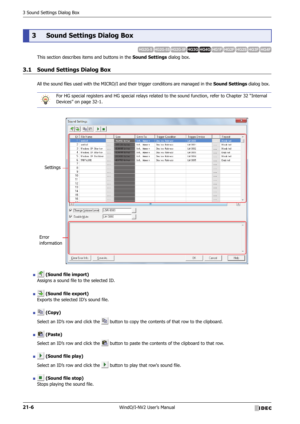 3 sound settings dialog box, 1 sound settings dialog box, Sound settings dialog box -6 | 3sound settings dialog box | IDEC High Performance Series User Manual | Page 1026 / 1448